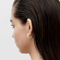 RSNY pleated earrings - RSNY R2138B 铜镀金/银耳针 约3*23*23mm 波纹感设计元素/几何感切面造型/微厚重精巧质感/纯银高品质耳针