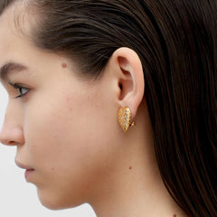 RSNY love diamond stud earrings - RSNY R2095B 铜镀金/银耳针 约20*21*3mm 爱心型设计元素/几何感切面造型/镜面级精工抛光/高韧性弹簧耳扣