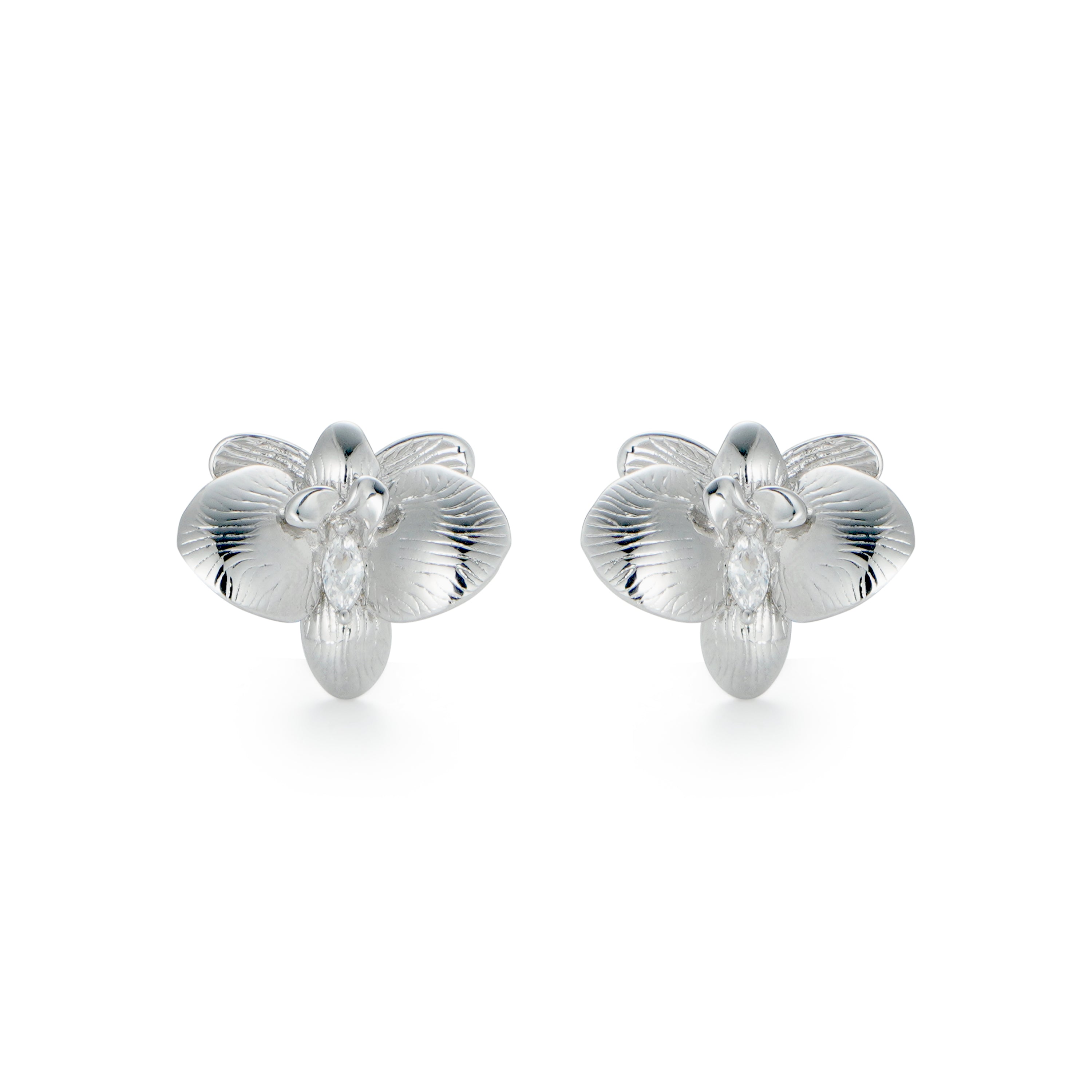 RSNY orchid stud earrings - RSNY R2114A 铜镀铑/银耳针 约20*17*7mm 优雅感花朵元素/时尚感几何造型/纯银高品质耳针/纯手工精雕工艺