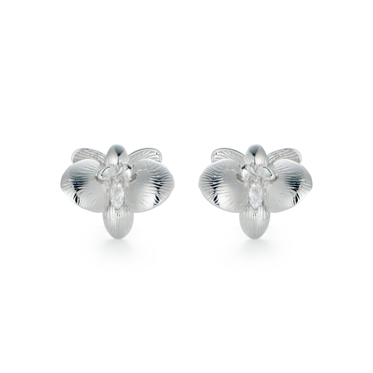 RSNY orchid stud earrings - RSNY R2114A 铜镀铑/银耳针 约20*17*7mm 优雅感花朵元素/时尚感几何造型/纯银高品质耳针/纯手工精雕工艺
