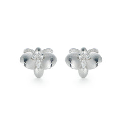 RSNY orchid stud earrings - RSNY R2114A 铜镀铑/银耳针 约20*17*7mm 优雅感花朵元素/时尚感几何造型/纯银高品质耳针/纯手工精雕工艺
