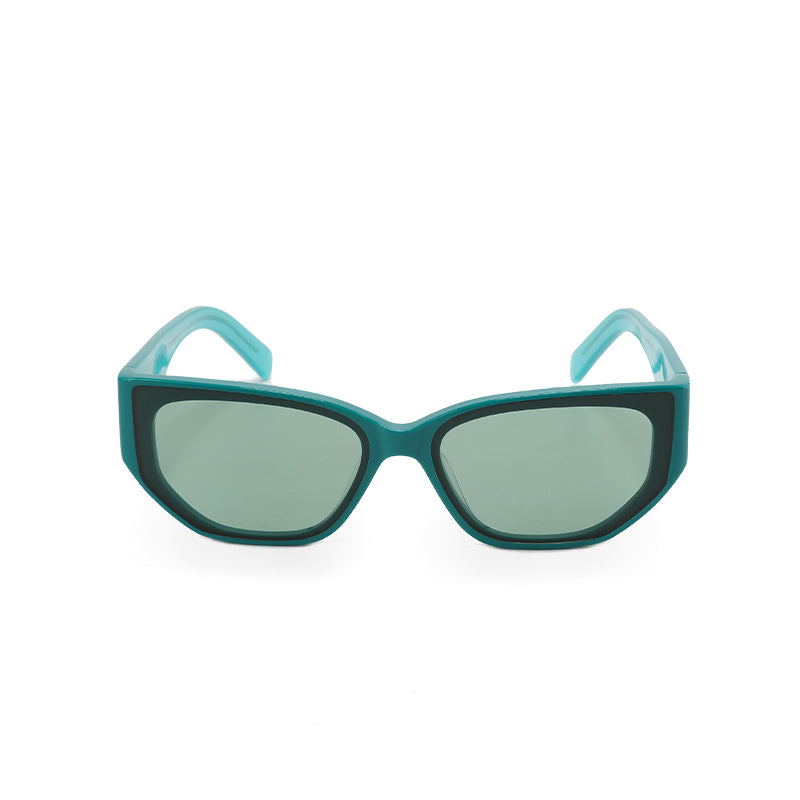 RSNY Grande SQUARE Sunglasses - RSNY ·MJ0013C · Plate/nylon lenses · Frame width 145.3mm/temple length 145mm Lens width 62.5mm/height 42.5mm · Unisex flat embedded square frame design/0 touch metal logo/widened temple to wear more comfortable/lake blue frame and 50 degrees transparent blue temple gradual change color scheme