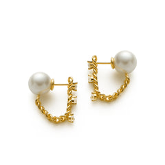 RSNY pearl soft chain earrings - RSNY R2167B 铜镀金/银耳针 约19*22*10mm 通勤款简约造型/纯手工镶嵌技艺/优选精品级贝珠/轻量化品牌工艺
