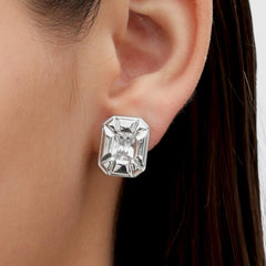 RSNY Redeen Styling Earrings - RSNY R2116A 铜镀铑/银耳针 约15*18*5mm 钻石型设计元素/时尚感几何造型/轻量化镂空工艺/微厚重精巧质感