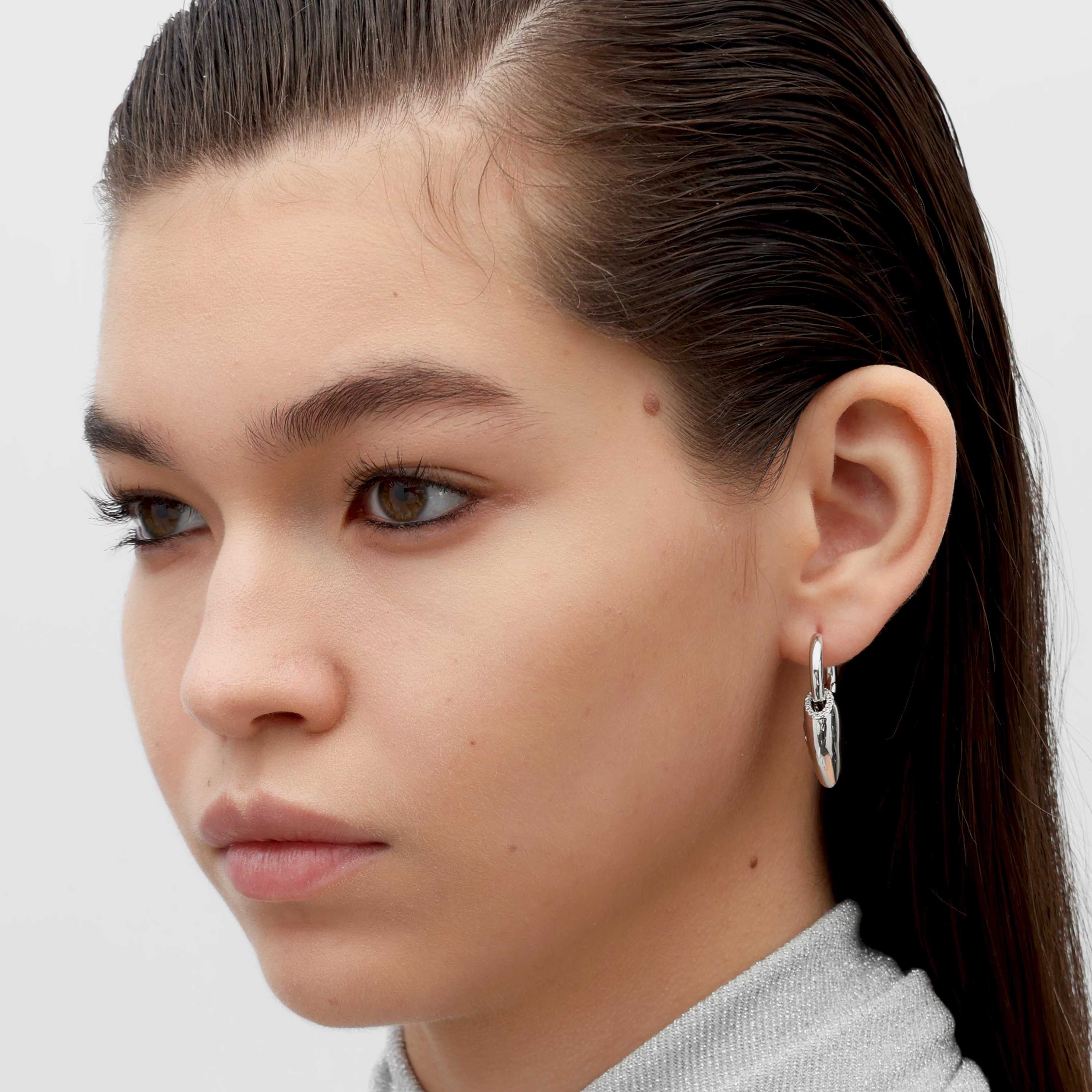 RSNY love shape earrings - RSNY R2159A 铜镀铑/银耳针 约21*31*9mm 爱心型设计元素/轻量化镂空工艺/精选优质仿钻石/镜面级精工抛光