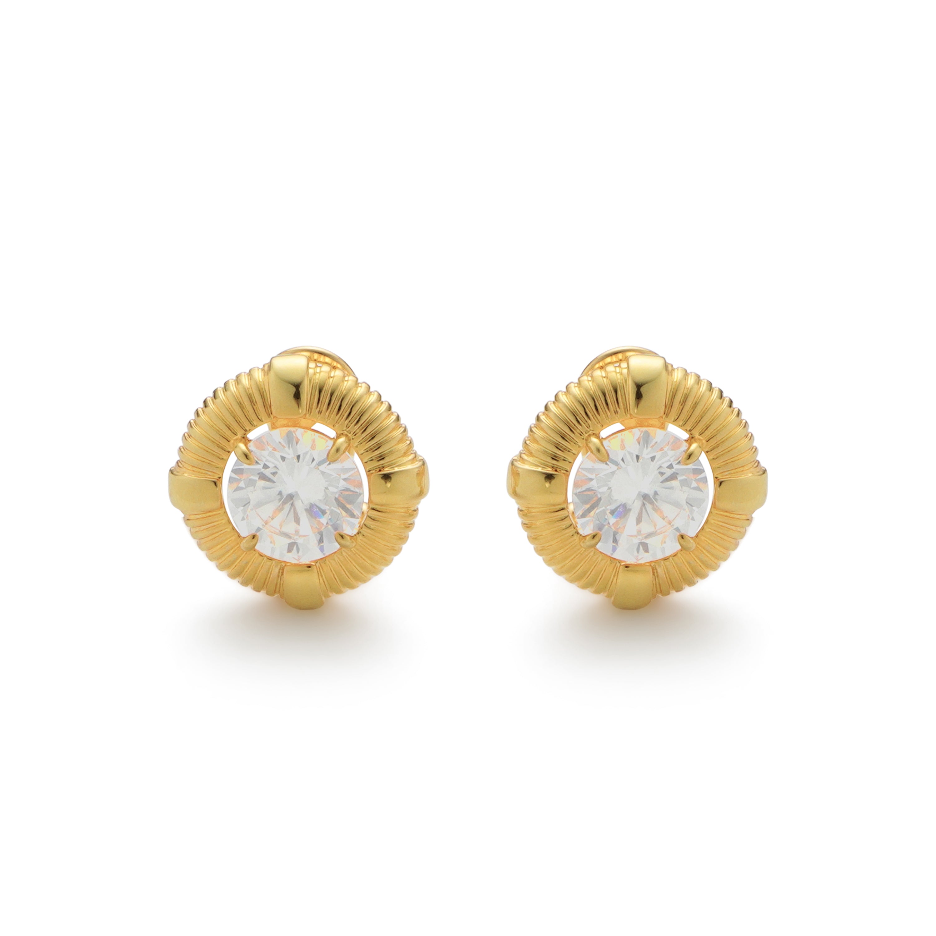 RSNY Roman Styling Earrings - RSNY R2118B 铜镀金/银耳针 约18*18*7mm 时尚绕圈纹设计/时尚感几何造型/精选优质仿钻石/高韧性弹簧耳扣
