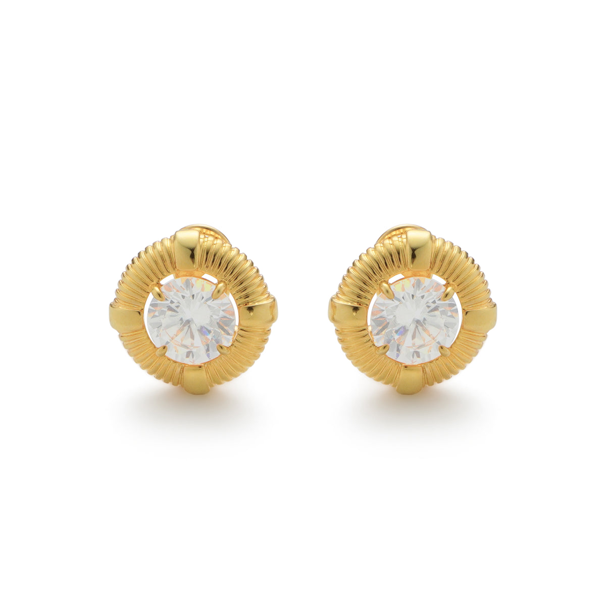 RSNY Roman Styling Earrings - RSNY R2118B 铜镀金/银耳针 约18*18*7mm 时尚绕圈纹设计/时尚感几何造型/精选优质仿钻石/高韧性弹簧耳扣