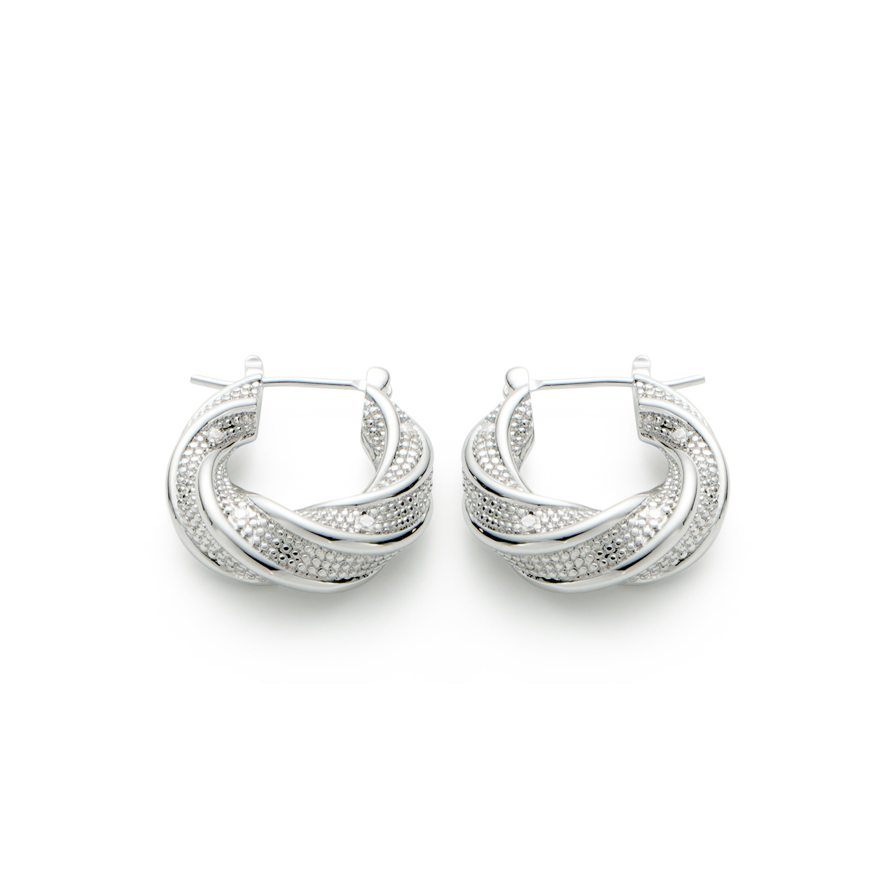 RSNY geometric abstract earrings - RSNY R2187A 铜镀铑/银耳针 约20*20*8mm 几何缠绕感元素/交错环几何造型/纯手工精雕工艺/微厚重精巧质感