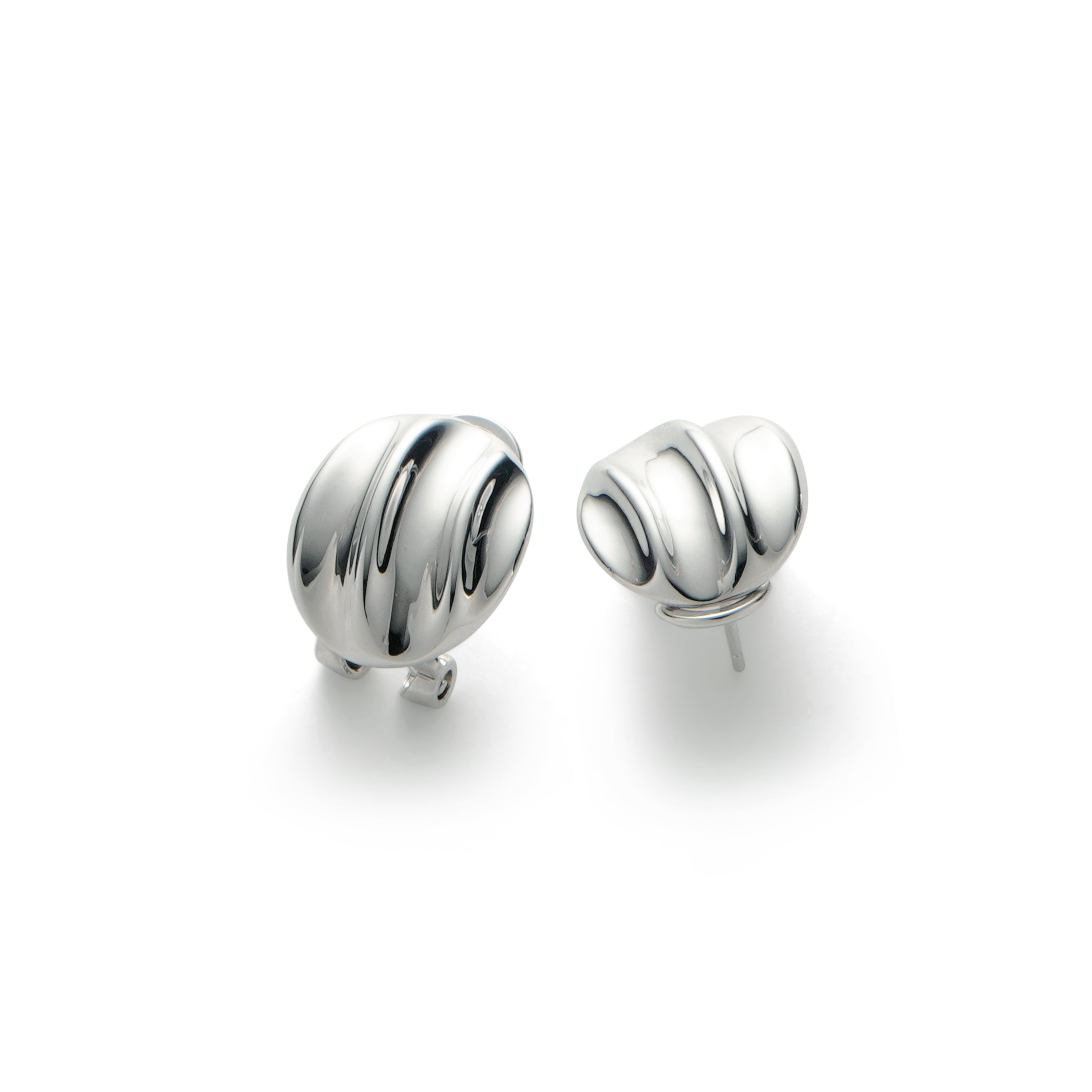 RSNY simple Roman stud earrings - RSNY R2125A 铜镀铑/银耳针 约15*19*5mm 几何感切面造型/几何缠绕感元素/镜面级精工抛光/微厚重精巧质感