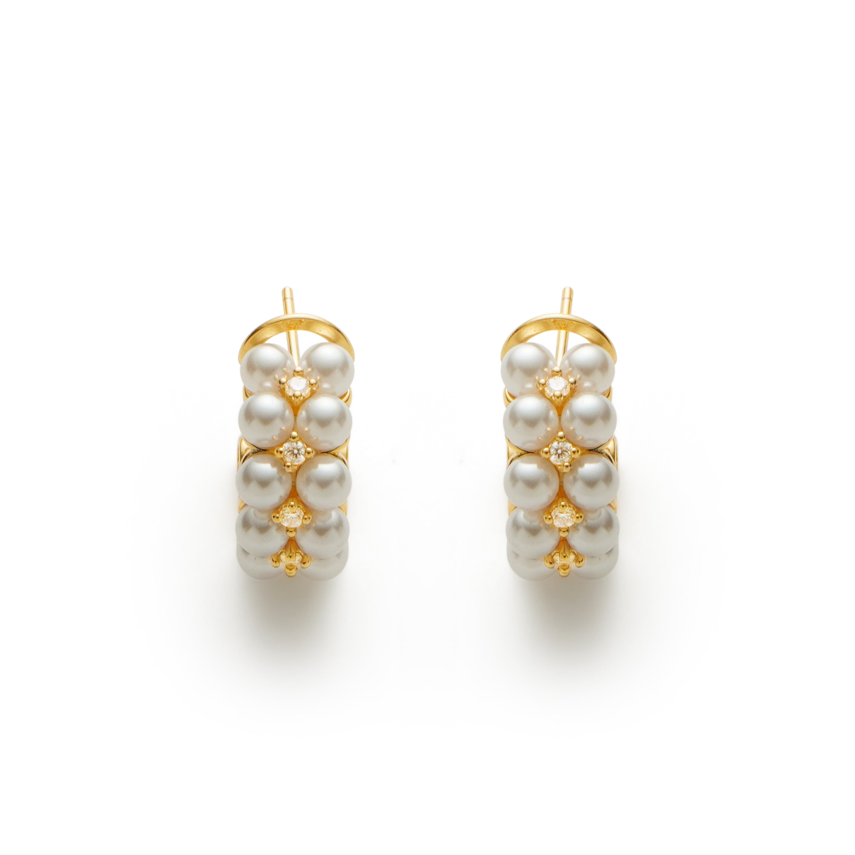 RSNY double pearl earrings - RSNY R2164B 铜镀金/银耳针 约19*8*13mm 波点型设计元素/时尚感几何造型/优选精品级贝珠/精致感细节处理
