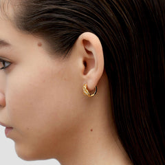 RSNY line shape earrings - RSNY R2108B 铜镀金/银耳针 约10*15*16mm 几何缠绕感元素/纯手工镶嵌技艺/马蹄环几何造型/纯银高品质耳针