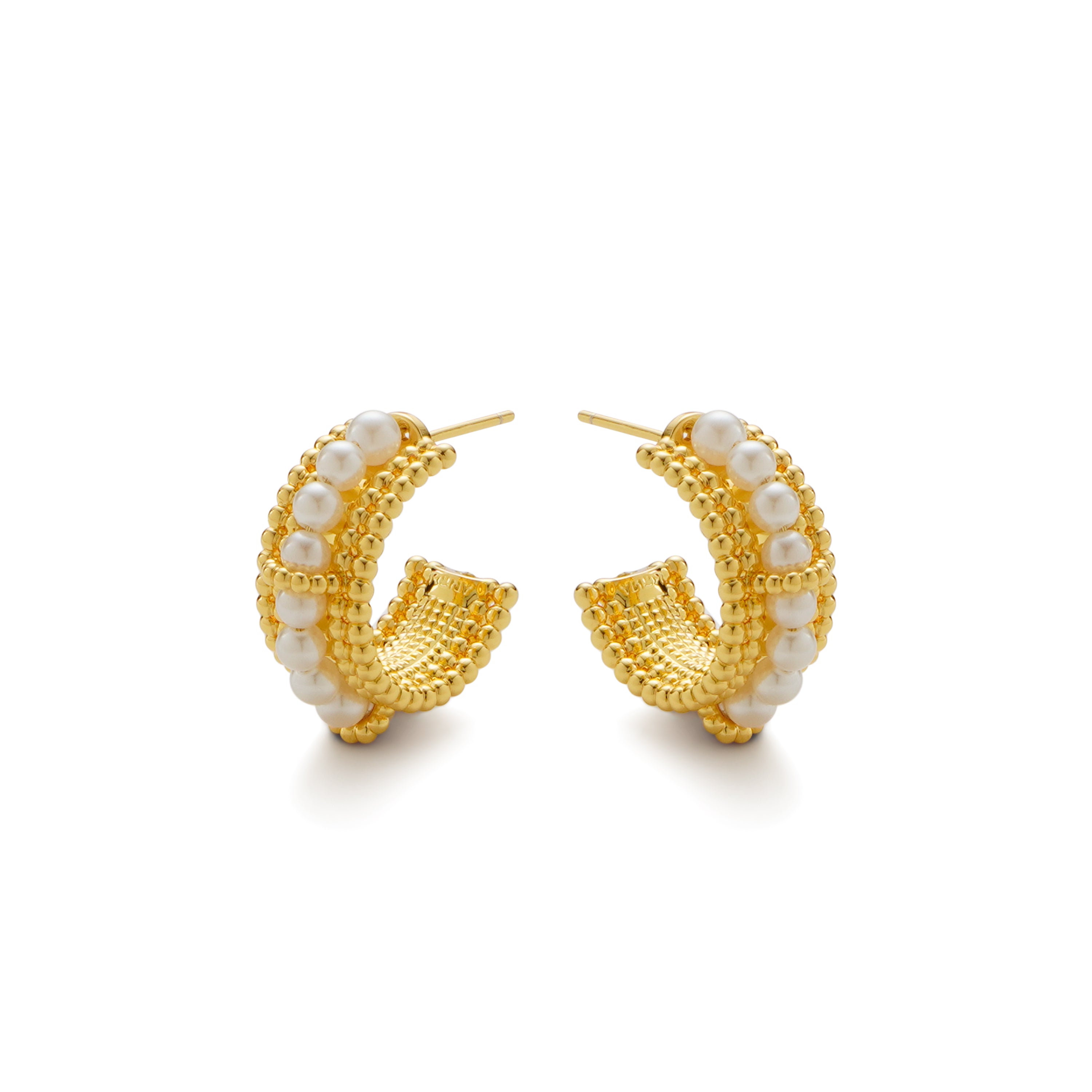 RSNY pearl earrings - RSNY R2153B 铜镀金/银耳针 约21*9*21mm 波点型设计元素/时尚感几何造型/优选精品级贝珠/精致感细节处理