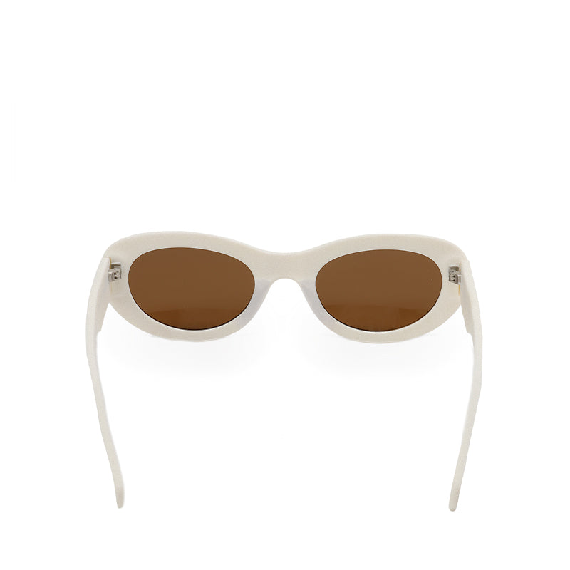 RSNY Moon OVAL Sunglasses - RSNY ·MJ0010B · Plate/nylon lenses · Frame width 145.7mm/temple length 145mm Lens width 51mm/height 34.9mm · Unisex moon art design/super touch matte plate/brand metal logo/fashionable milk white color scheme
