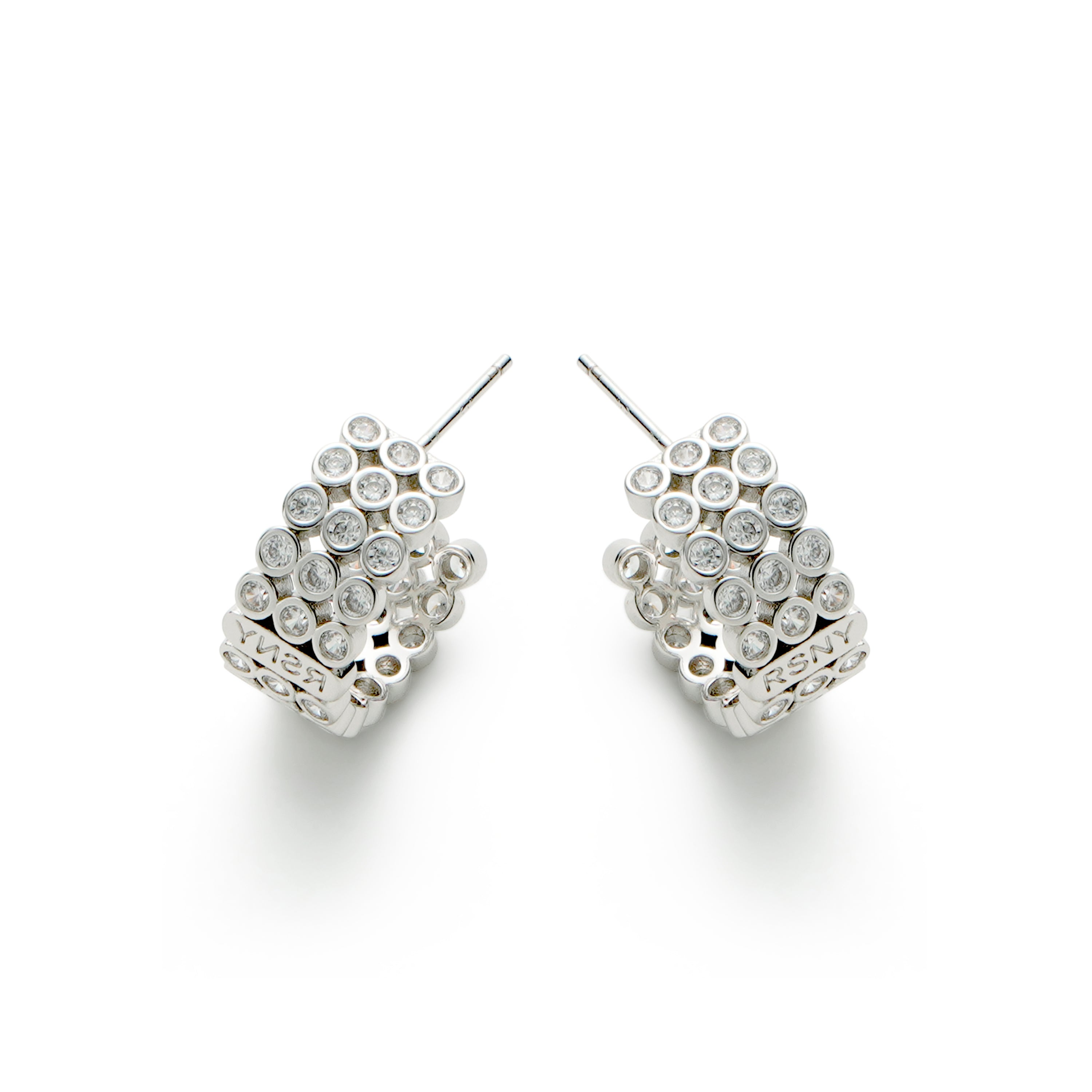 RSNY diamond shaped earrings - RSNY 1789W Size: 8 * 18 * 18mm Diamond grade delicate section/sterling silver high-quality ear acupuncture/high toughness spring ear buckle/lightweight brand craftsmanship