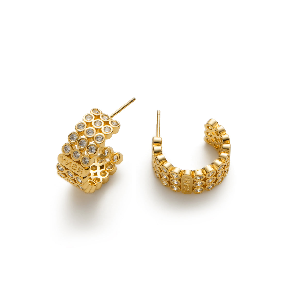 RSNY diamond shaped earrings - RSNY 1789W 铜镀金/银耳针 约8*18*18mm 钻石级精巧切面/纯银高品质耳针/高韧性弹簧耳扣/轻量化品牌工艺