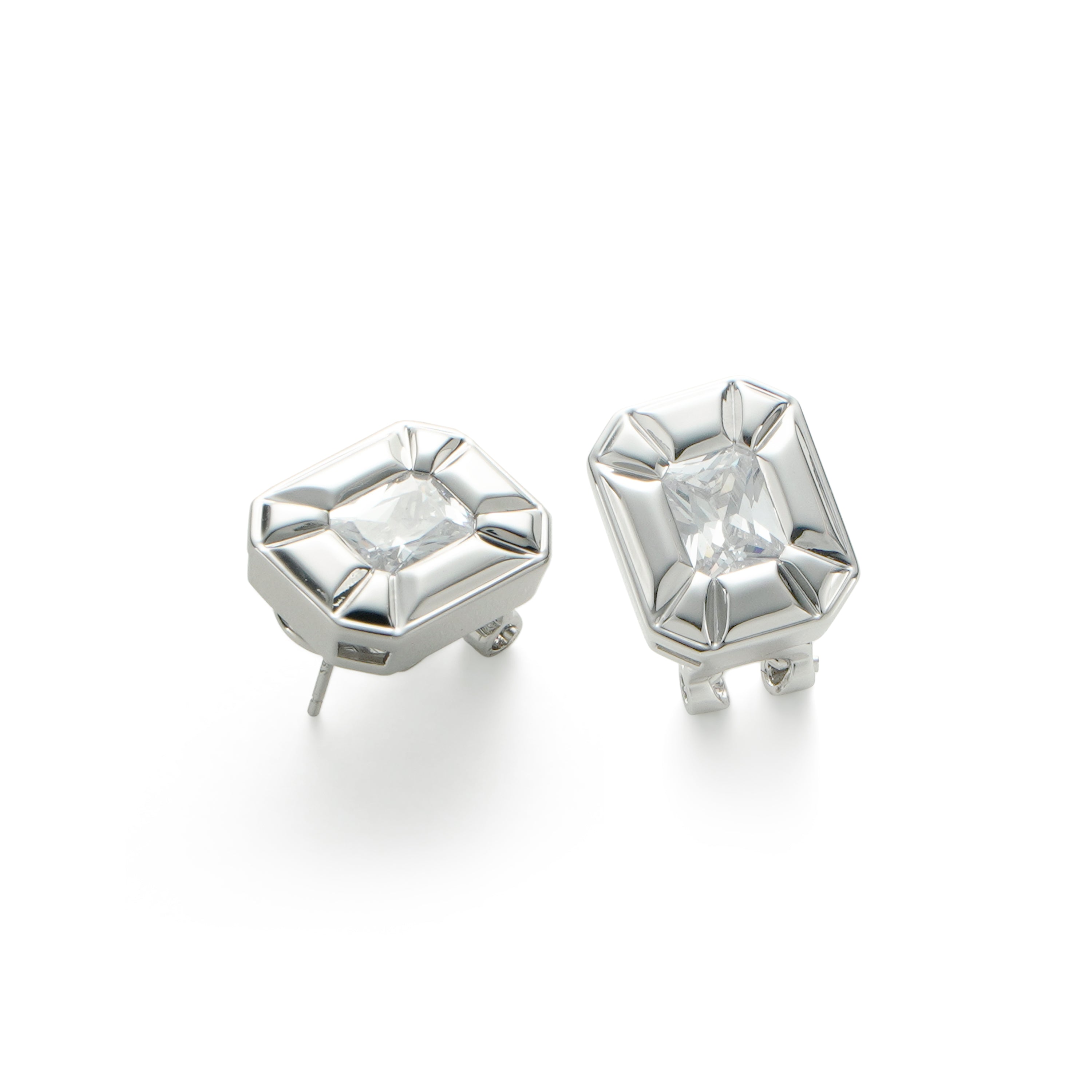 RSNY Redeen Styling Earrings - RSNY R2116A 铜镀铑/银耳针 约15*18*5mm 钻石型设计元素/时尚感几何造型/轻量化镂空工艺/微厚重精巧质感