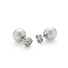RSNY double head pearl stud earrings - RSNY R2028A Copper Rhodium Plated/S925 Tremella Needle Weight: 4.6g Size: 12 * 12 * 19mm Double-sided wearable design/preferred boutique beads/pure hand-inlaid skills/sterling silver high-quality ear needles