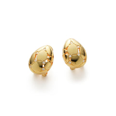 RSNY Diamond Stud Earrings - RSNY R2127B 铜镀金/银耳针 约14*19*7mm 钻石型设计元素/通勤款几何造型/精致感细节处理/纯手工镶嵌技艺