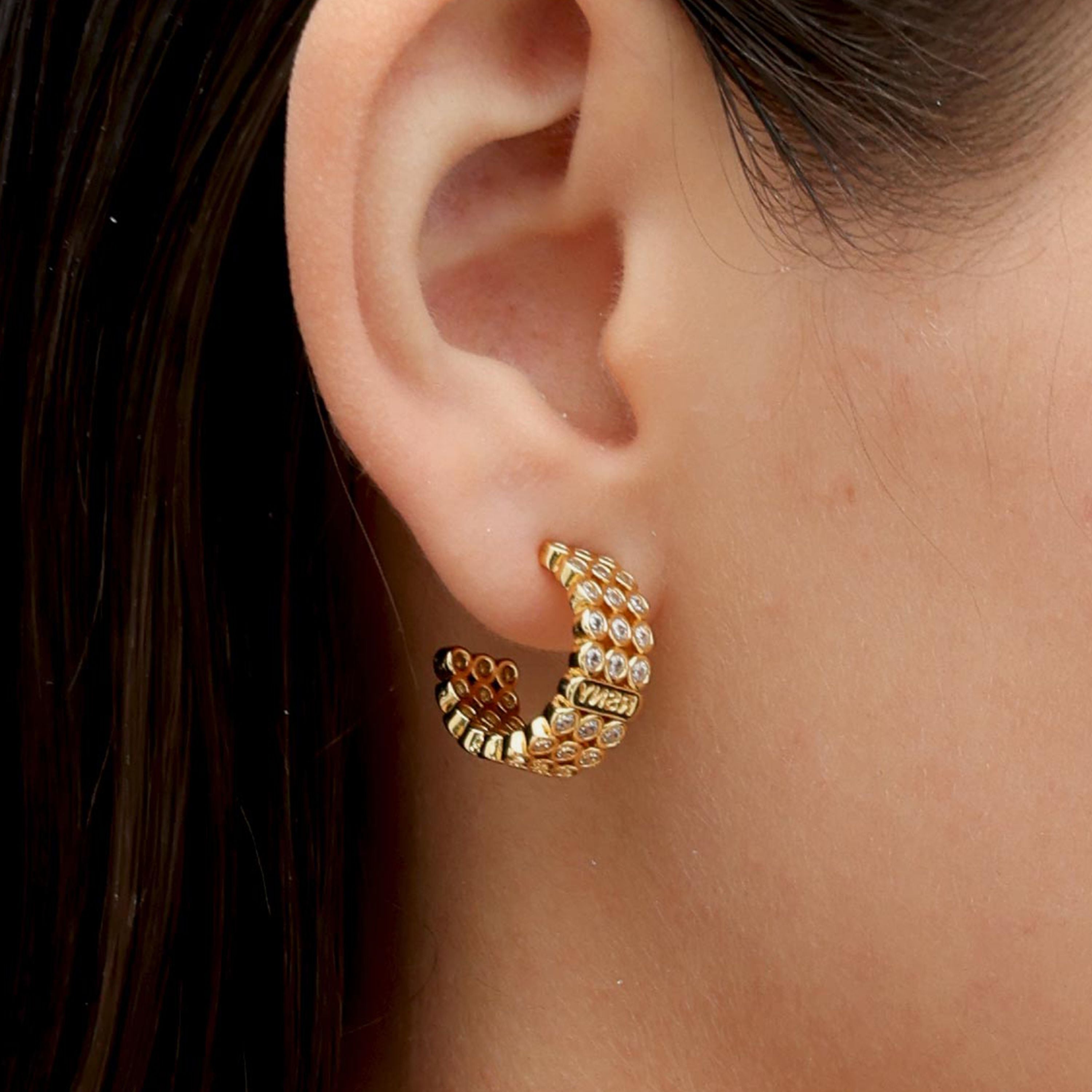 RSNY diamond shaped earrings - RSNY 1789W 铜镀金/银耳针 约8*18*18mm 钻石级精巧切面/纯银高品质耳针/高韧性弹簧耳扣/轻量化品牌工艺