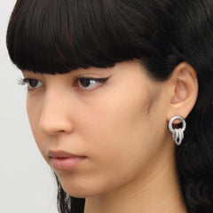 RSNY ring stud earrings - RSNY R2057A Copper Rhodium Plated/Tremella Needle Size: 18 * 28 * 16mm geometric winding elements/lightweight brand craftsmanship/exquisite detail processing/sterling silver high-quality ear needles