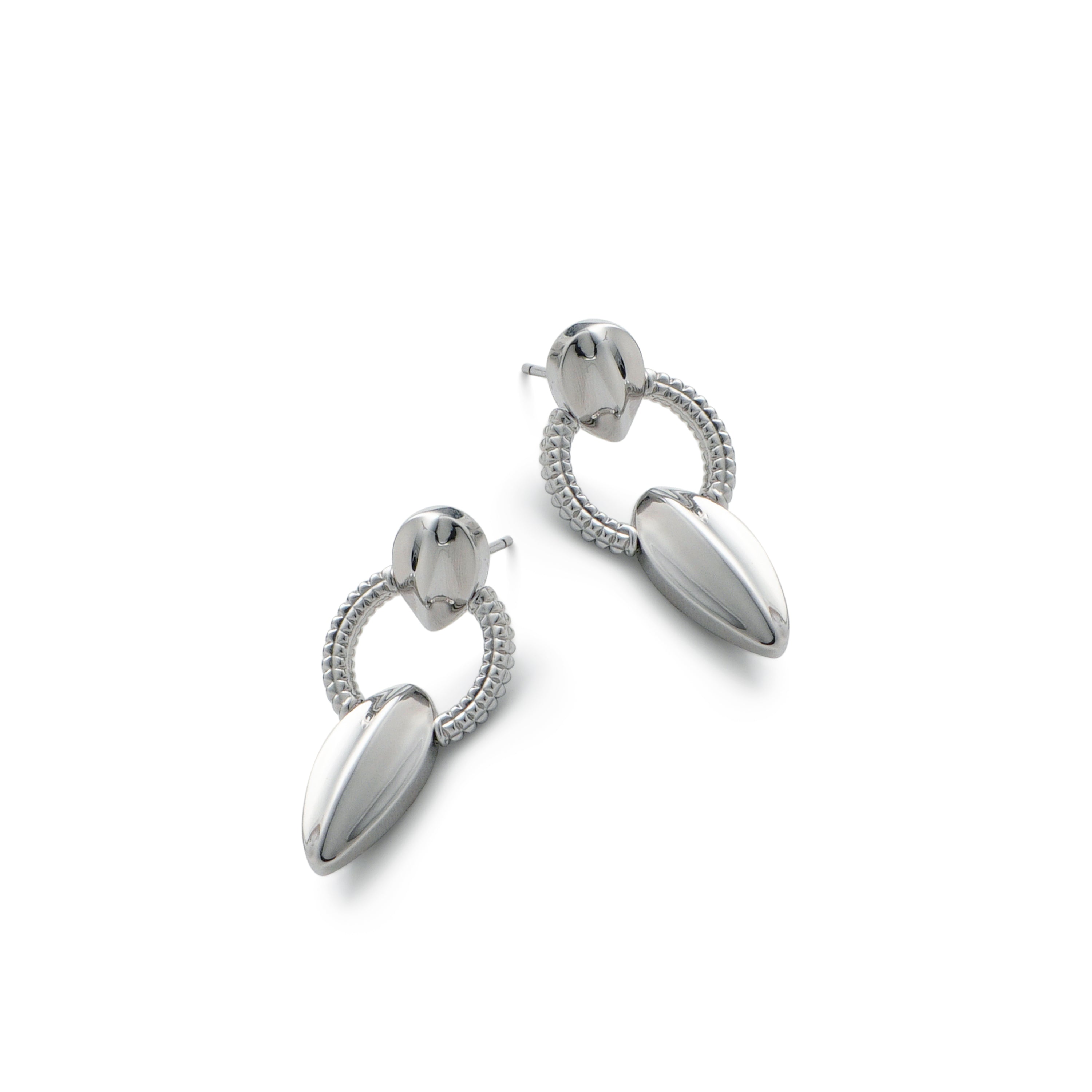 RSNY Roman Styling Earrings - RSNY R2129A 铜镀铑/银耳针 约15*29*5mm 立体感几何设计/纯手工精雕工艺/镜面级精工抛光/纯银高品质耳针