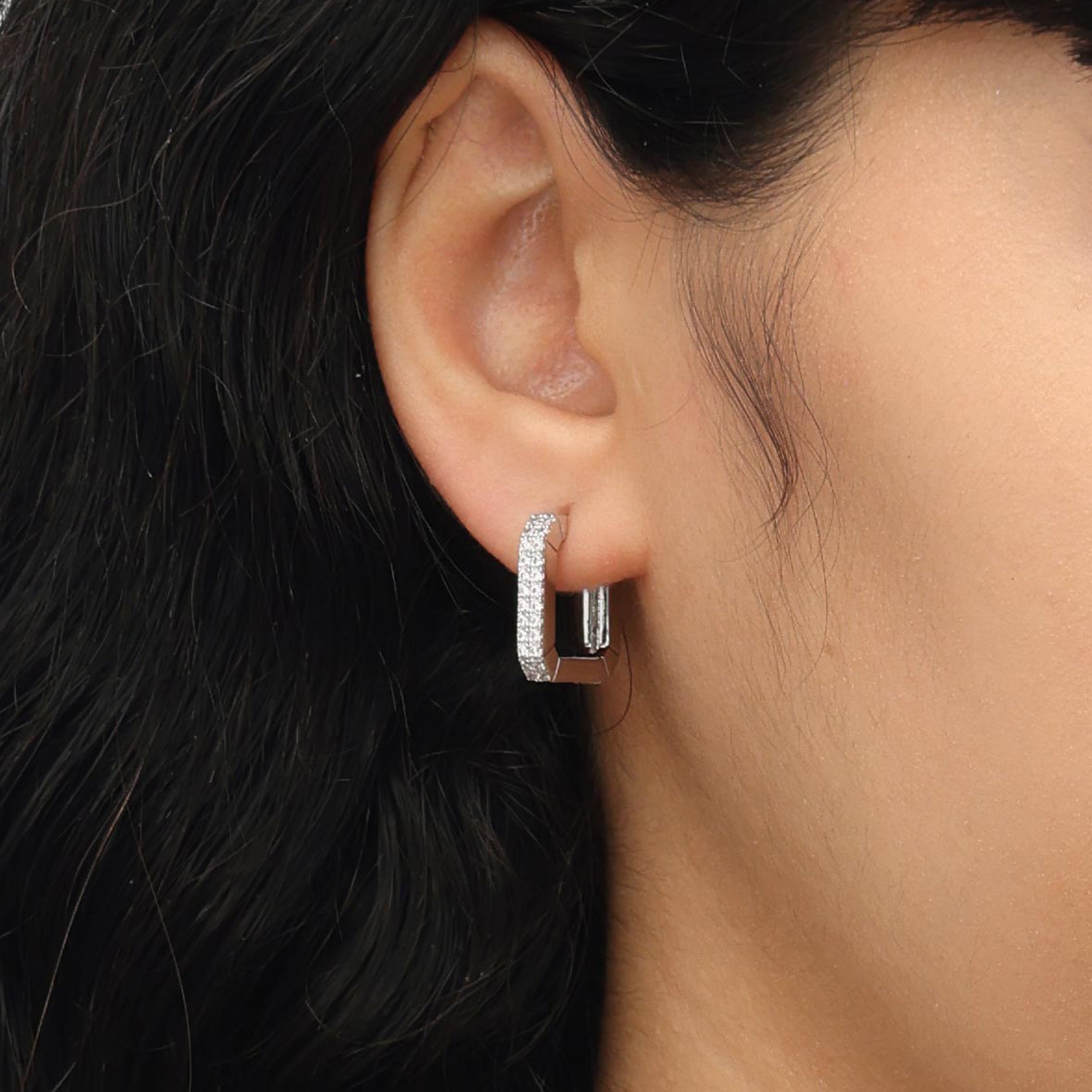 RSNY Redeen Diamond Earrings - RSNY R2101A Copper Rhodium Plated/Tremella Needle Size: 3 * 17 * 17mm Diamond grade delicate cut/mirror grade precision polishing/delicate detail processing/exquisite opening and closing design