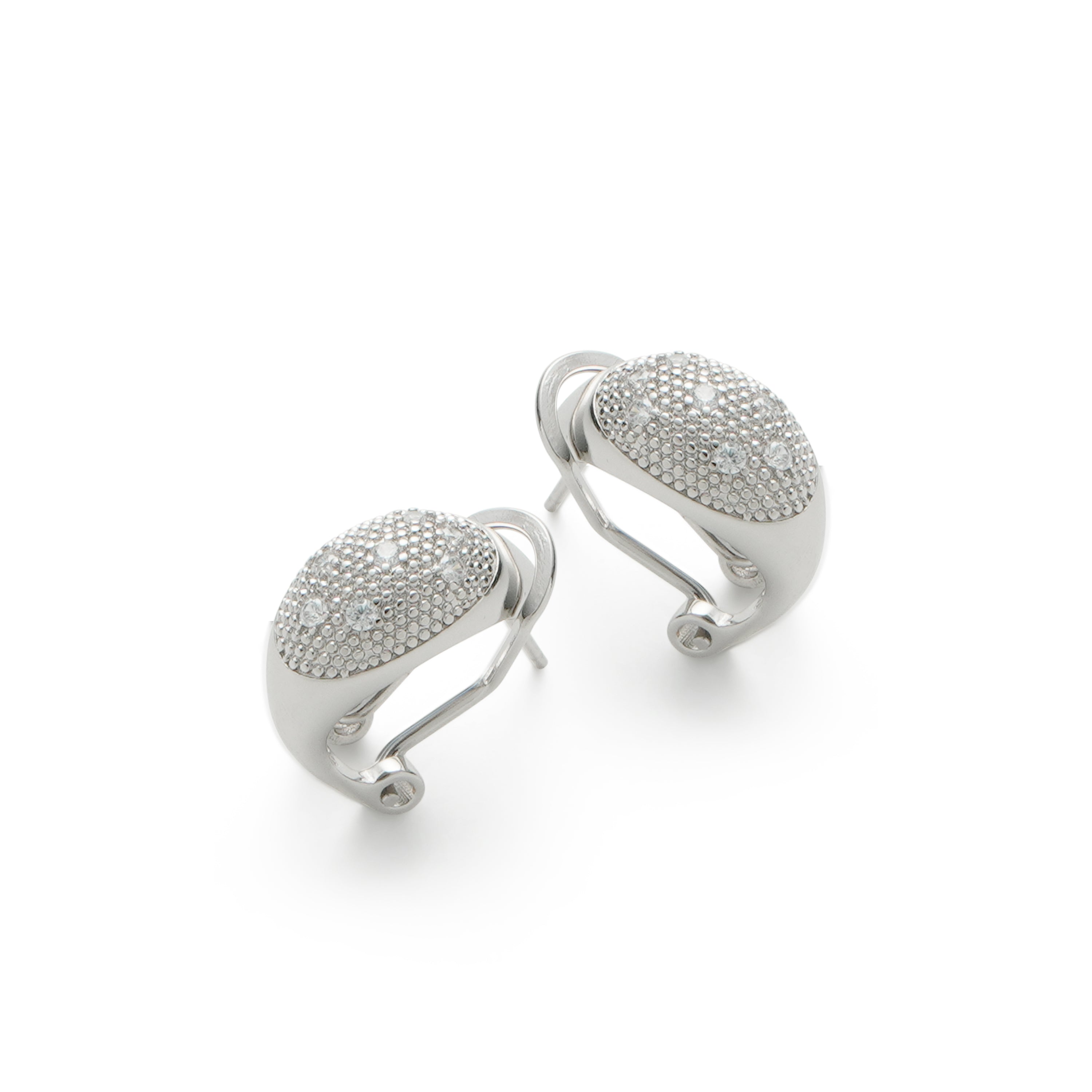 RSNY Geometric Earrings - RSNY R2182A 铜镀铑/银耳针 约18*10*10mm 钻石纹设计元素/几何感切面造型/纯银高品质耳针/精巧感开合设计