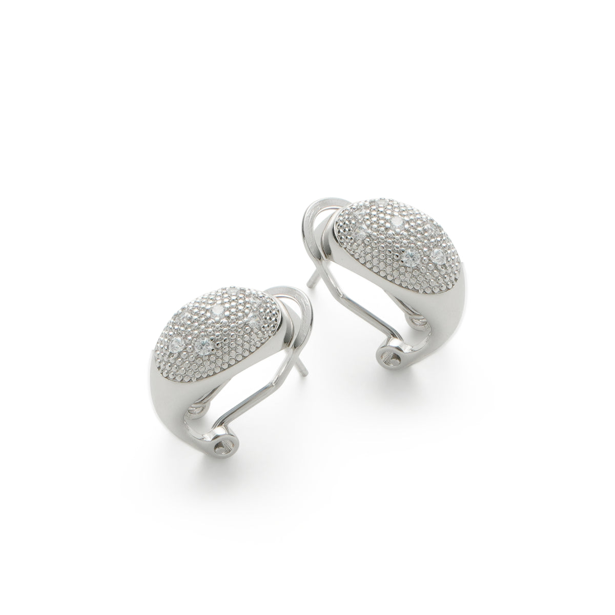 RSNY Geometric Earrings - RSNY R2182A 铜镀铑/银耳针 约18*10*10mm 钻石纹设计元素/几何感切面造型/纯银高品质耳针/精巧感开合设计