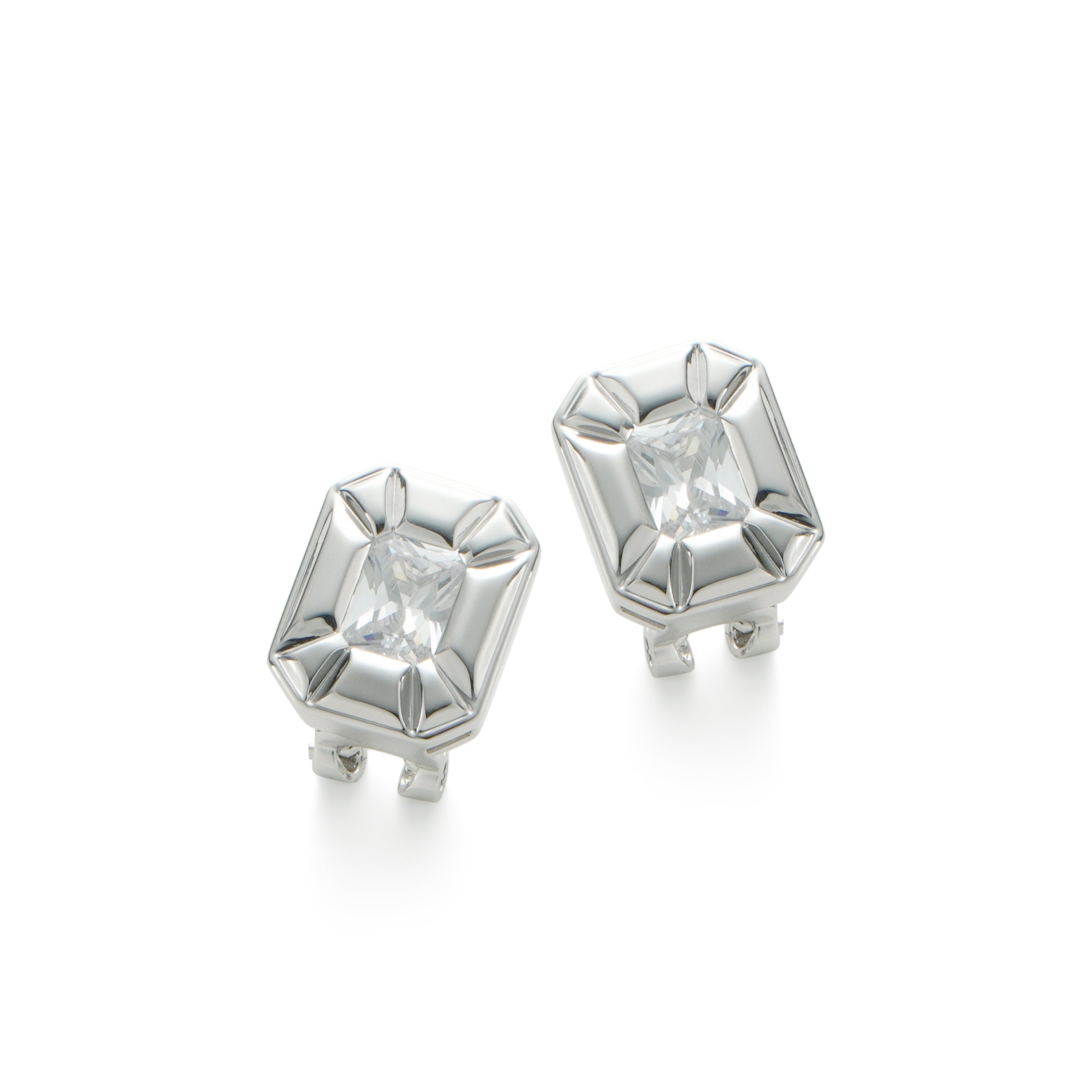 RSNY Redeen Styling Earrings - RSNY R2116A 铜镀铑/银耳针 约15*18*5mm 钻石型设计元素/时尚感几何造型/轻量化镂空工艺/微厚重精巧质感