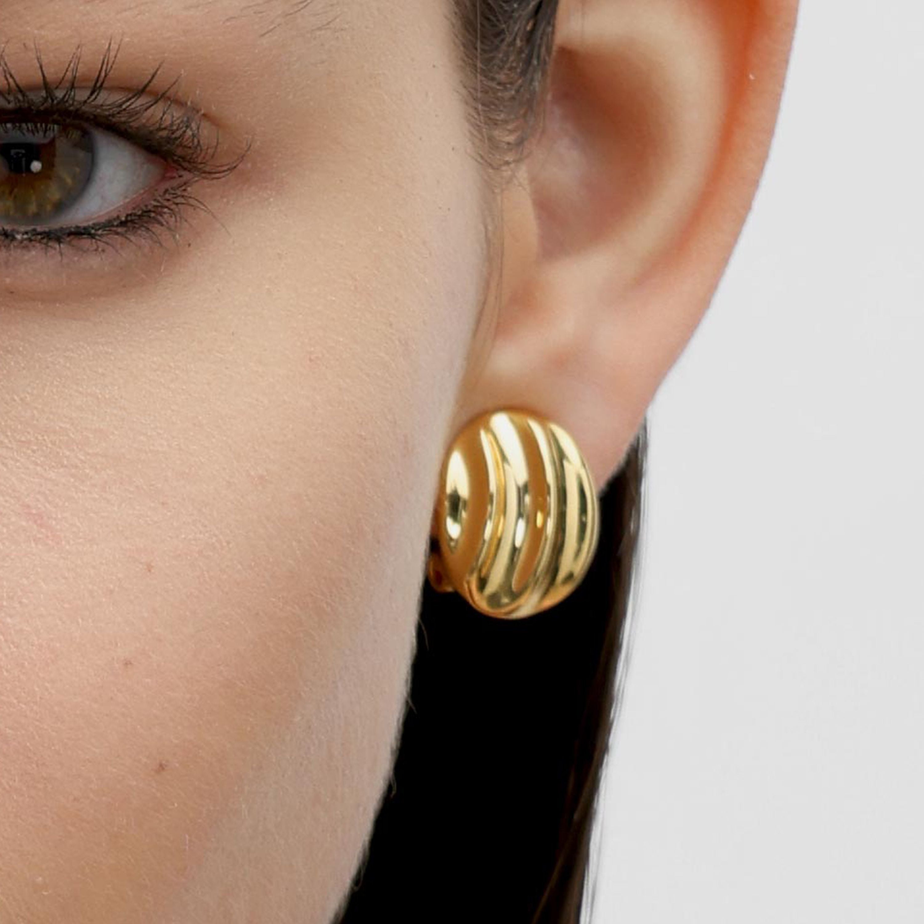 RSNY simple Roman stud earrings - RSNY R2125B 铜镀金/银耳针 约15*19*5mm 几何感切面造型/几何缠绕感元素/镜面级精工抛光/微厚重精巧质感