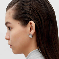 RSNY diamond pattern retro stud earrings - RSNY R2162A 铜镀铑/银耳针 约24*18*3mm 钻石纹设计元素/半剖面几何造型/纯银高品质耳针/镜面级精工抛光