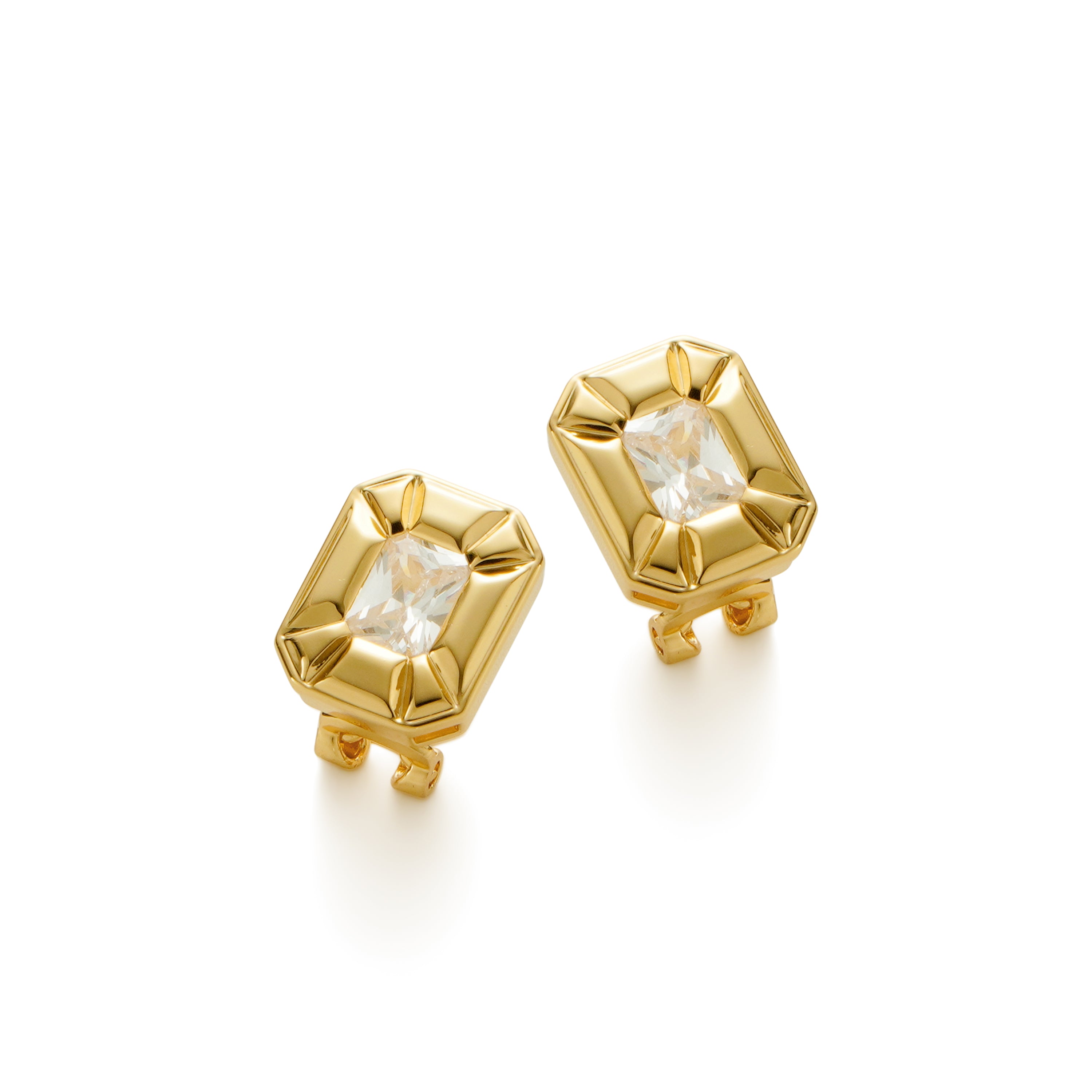 RSNY Redeen Styling Earrings - RSNY R2116B 铜镀金/银耳针 约15*18*5mm 钻石型设计元素/时尚感几何造型/轻量化镂空工艺/微厚重精巧质感