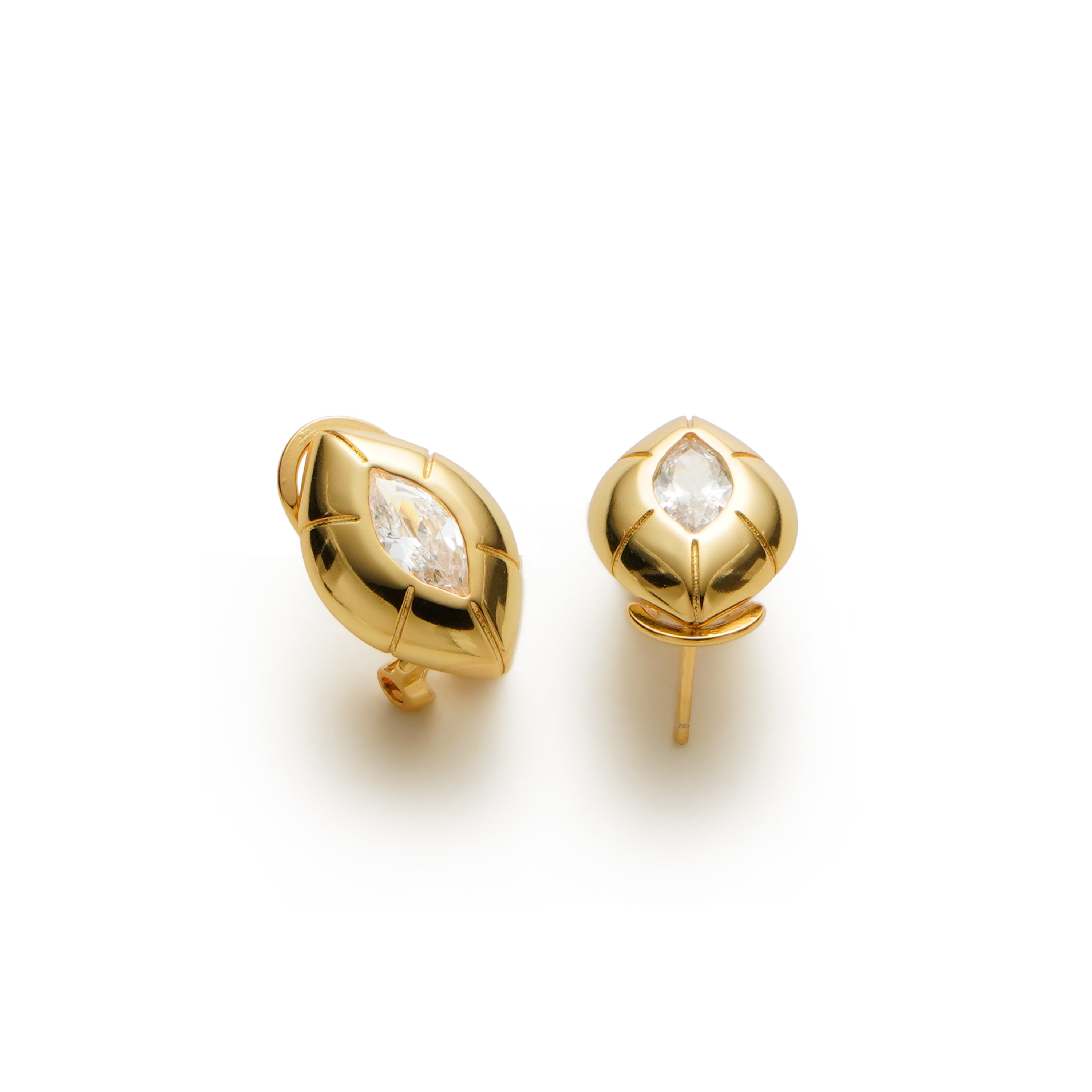 RSNY Eye of Rome stud earrings - RSNY R2166B 铜镀金/银耳针 约20*13*6mm 立体感几何设计/镜面级精工抛光/精选优质仿钻石/纯银高品质耳针