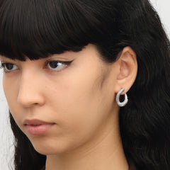 RSNY diamond pattern chain earrings - RSNY R2083A Copper Rhodium Plated/Tremella Needle Size: 18 * 24 * 14mm Diamond pattern design elements/geometric section shape/sterling silver high-quality ear needles/exquisite opening and closing design