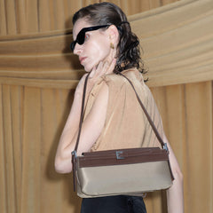 RSNY Urban Flex Baguette - Small - RSNY Length 31 * Width 6 * Height 14cm Shoulder strap 92cm net size waterproof trench coat fabric, cocoa brown calf leather, Helena leather fabric, signature belt buckle, hidden magnetic buckle, main interlayer, adjustable shoulder strap (shoulder back, armpit, oblique span).
