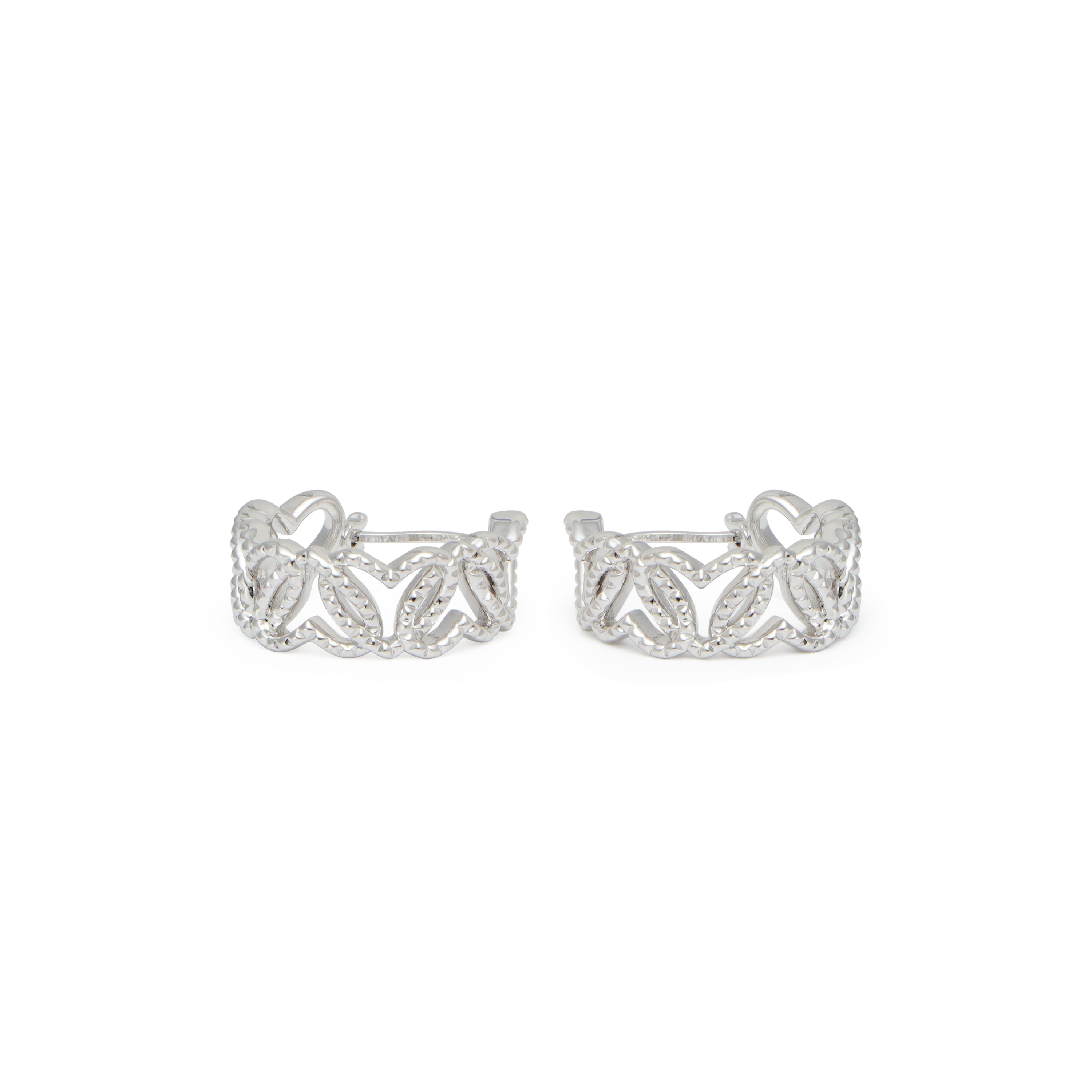 RSNY Diamond Textured Love Earrings - RSNY R2066A Copper Rhodium Plated/S925 Tremella Needle Weight: 5.5g Size: 18 * 7 * 20mm Diamond pattern love elements/lightweight hollowing process/pure hand inlay skills/mirror-level precision polishing