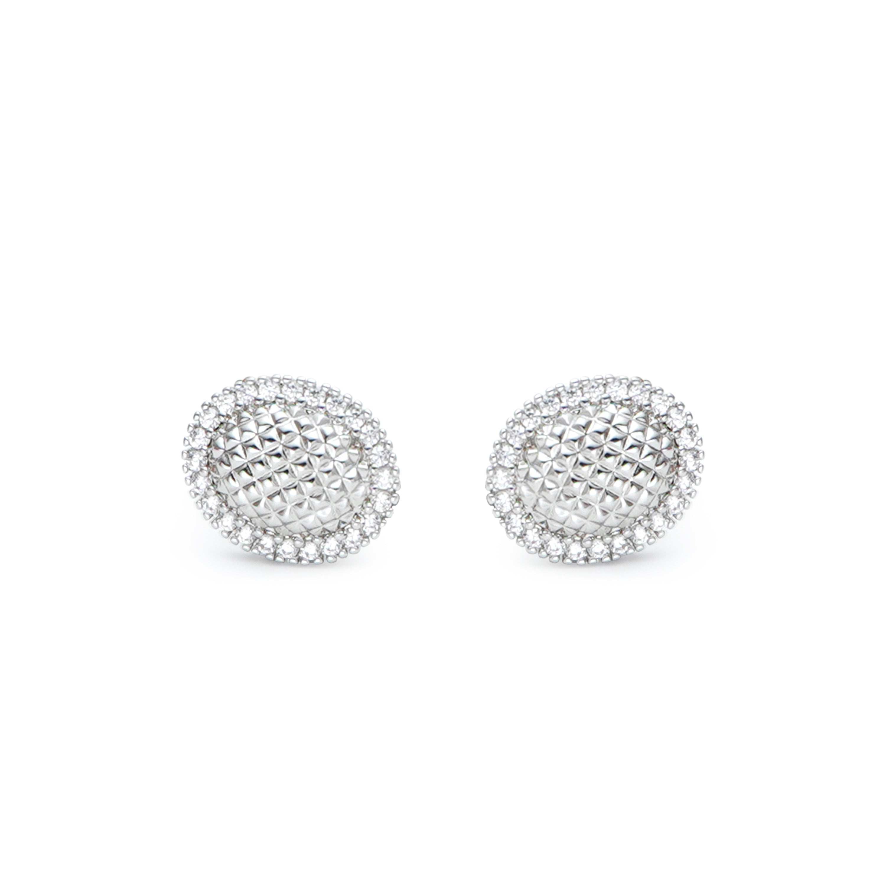 RSNY Diamond Egg Earrings - RSNY R2042A Copper Rhodium Plated/S925 Tremella Needle/Cubic Zirconia Weight: 5.4g Size: 15 * 13 * 5mm Diamond pattern design elements/sterling silver high-quality ear needles/pure manual inlay skills/mirror-level precision polishing/lightweight brand craftsmanship