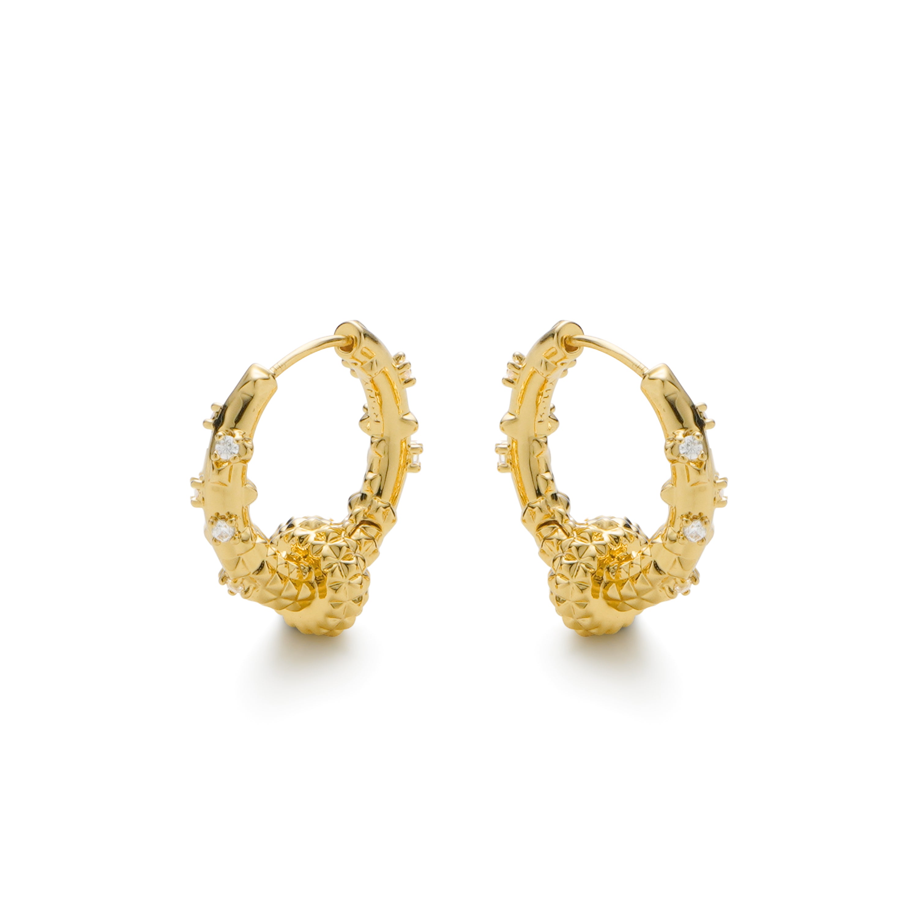 RSNY Diamond Textured Earrings - RSNY R2141B 铜镀金/银耳针 约8*20*20mm 钻石纹设计元素/时尚感几何造型/精选优质仿钻石/纯银高品质耳针