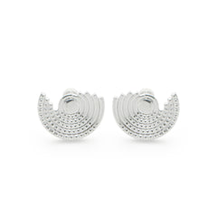 RSNY diamond pattern retro stud earrings - RSNY R2162A 铜镀铑/银耳针 约24*18*3mm 钻石纹设计元素/半剖面几何造型/纯银高品质耳针/镜面级精工抛光
