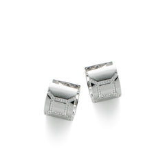 RSNY Diamond Textured Earrings - RSNY R2111A 铜镀铑/银耳针 约12*15*15mm 时尚感几何造型/镜面级精工抛光/精致感细节处理/钻石级精巧切面