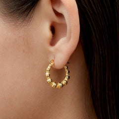 RSNY Roman style earrings - RSNY R2133B 铜镀金/银耳针 约5*22*20mm 时尚绕圈纹设计/通勤款几何造型/纯手工精雕工艺/纯银高品质耳针