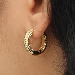 RSNY Diamond Textured Earrings - RSNY R2020B Copper Gold Plated/S925 Tremella Needle (Sterling Silver Only) Weight: 11.8g Size: 21 * 5 * 23mm diamond pattern design elements/exquisite detail processing/mirror-grade Seiko polishing/sterling silver high-quality ear needles/lightweight brand craftsmanship