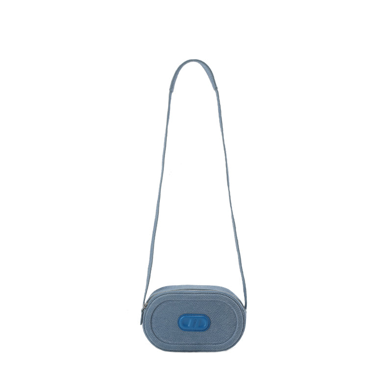 RSNY Oval Loop Pig Nose Shoulder Bag - Denim Color Matching - RSNY Length 20.5 * Width 6 * Height 12cm Shoulder strap 110cm net size Round, cow leather, quilted, front concave embossed logo, top zipper, main interlayer, shoulder.