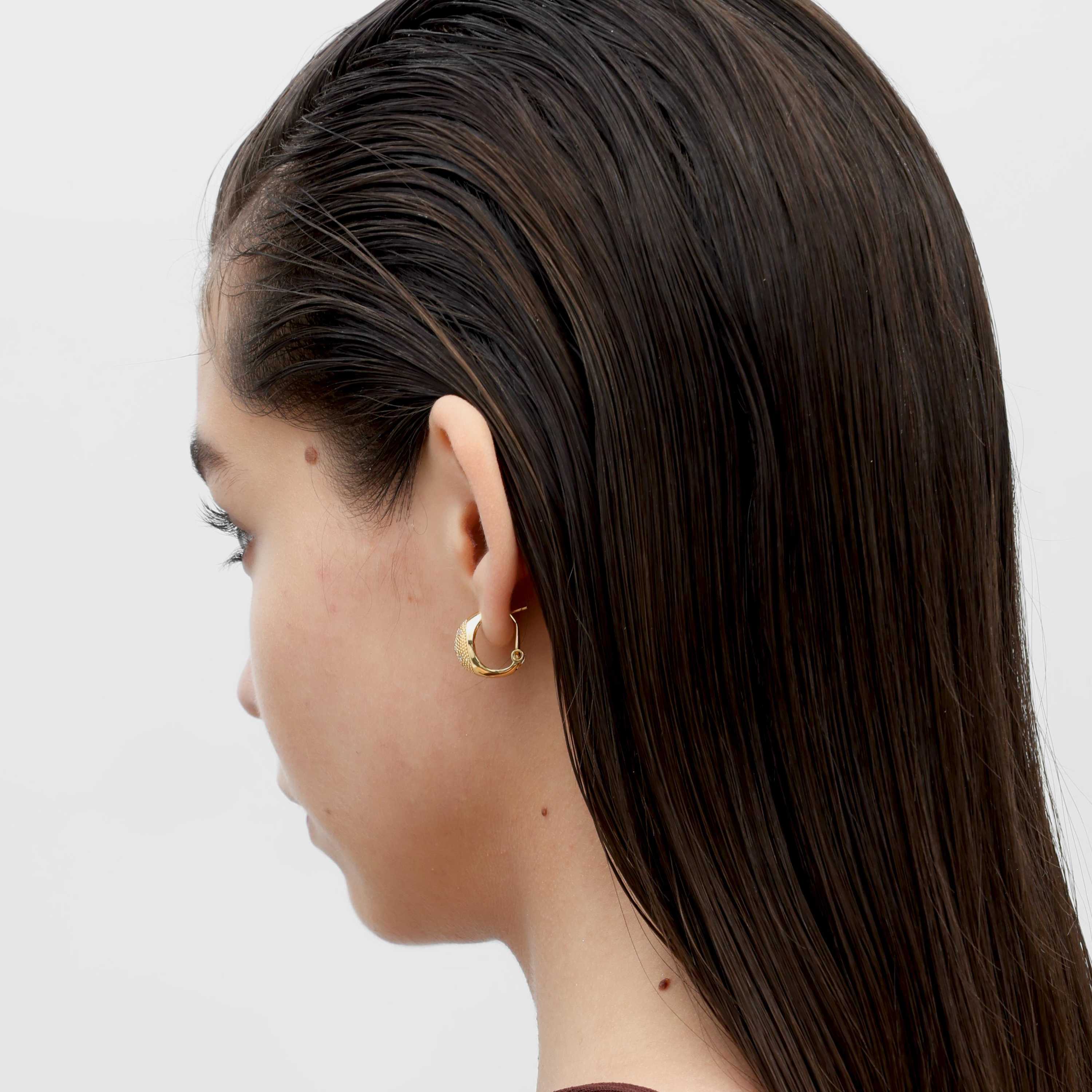 RSNY Geometric Earrings - RSNY R2182B 铜镀金/银耳针 约18*10*10mm 钻石纹设计元素/几何感切面造型/纯银高品质耳针/精巧感开合设计
