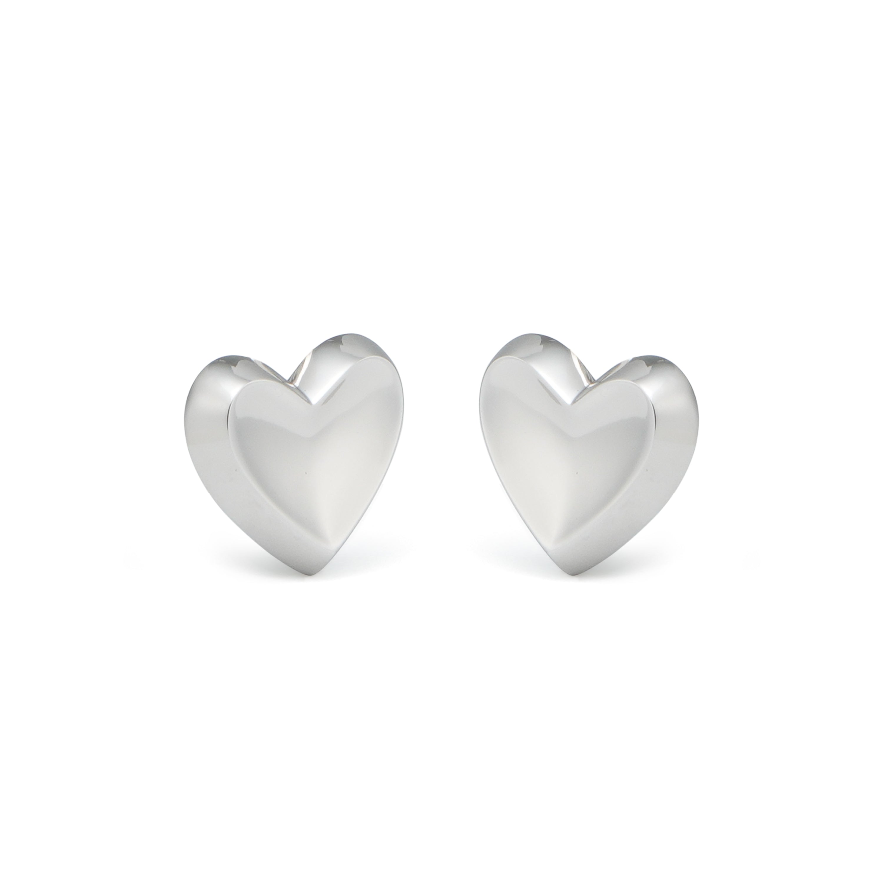 RSNY geometric love stud earrings - RSNY R2090A 铜镀铑/S925银耳针 重量:8.2g 尺寸:20*3*18mm 爱心型精巧切面/精致感细节处理/纯银高品质耳针/镜面级精工抛光/轻量化品牌工艺