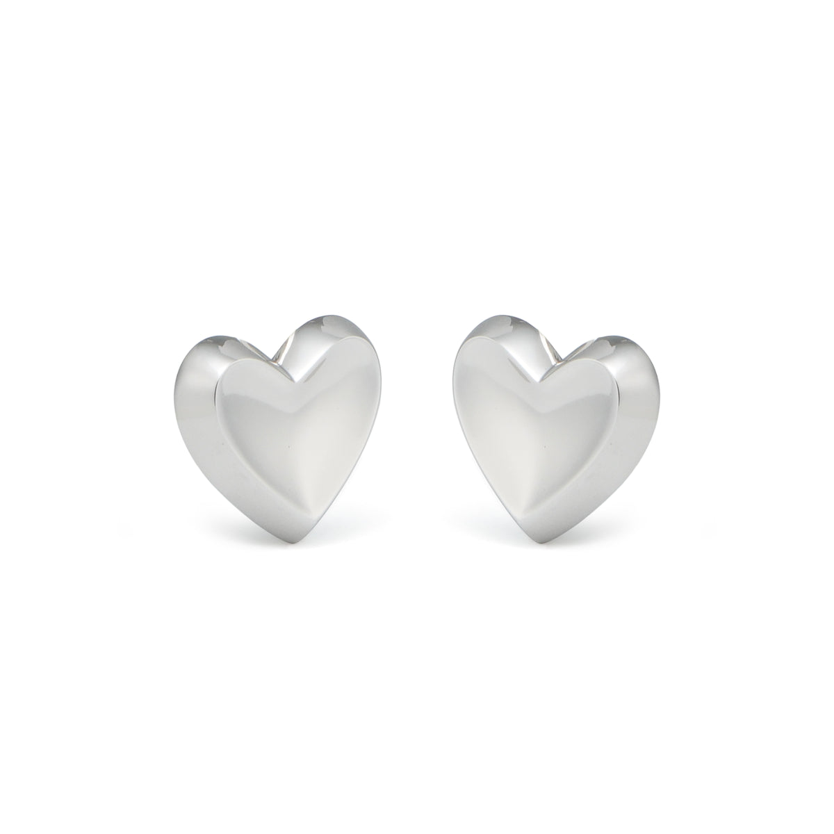 RSNY geometric love stud earrings - RSNY R2090A 铜镀铑/S925银耳针 重量:8.2g 尺寸:20*3*18mm 爱心型精巧切面/精致感细节处理/纯银高品质耳针/镜面级精工抛光/轻量化品牌工艺