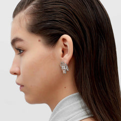 RSNY princess square splicing stud earrings - RSNY R2147A 铜镀铑/银耳针 约25*21*3mm 钻石型设计元素/时尚感几何造型/镜面级精工抛光/纯银高品质耳针