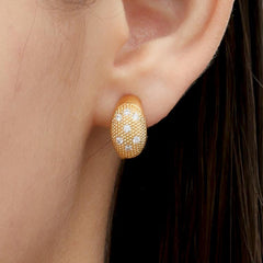RSNY Geometric Earrings - RSNY R2182B 铜镀金/银耳针 约18*10*10mm 钻石纹设计元素/几何感切面造型/纯银高品质耳针/精巧感开合设计