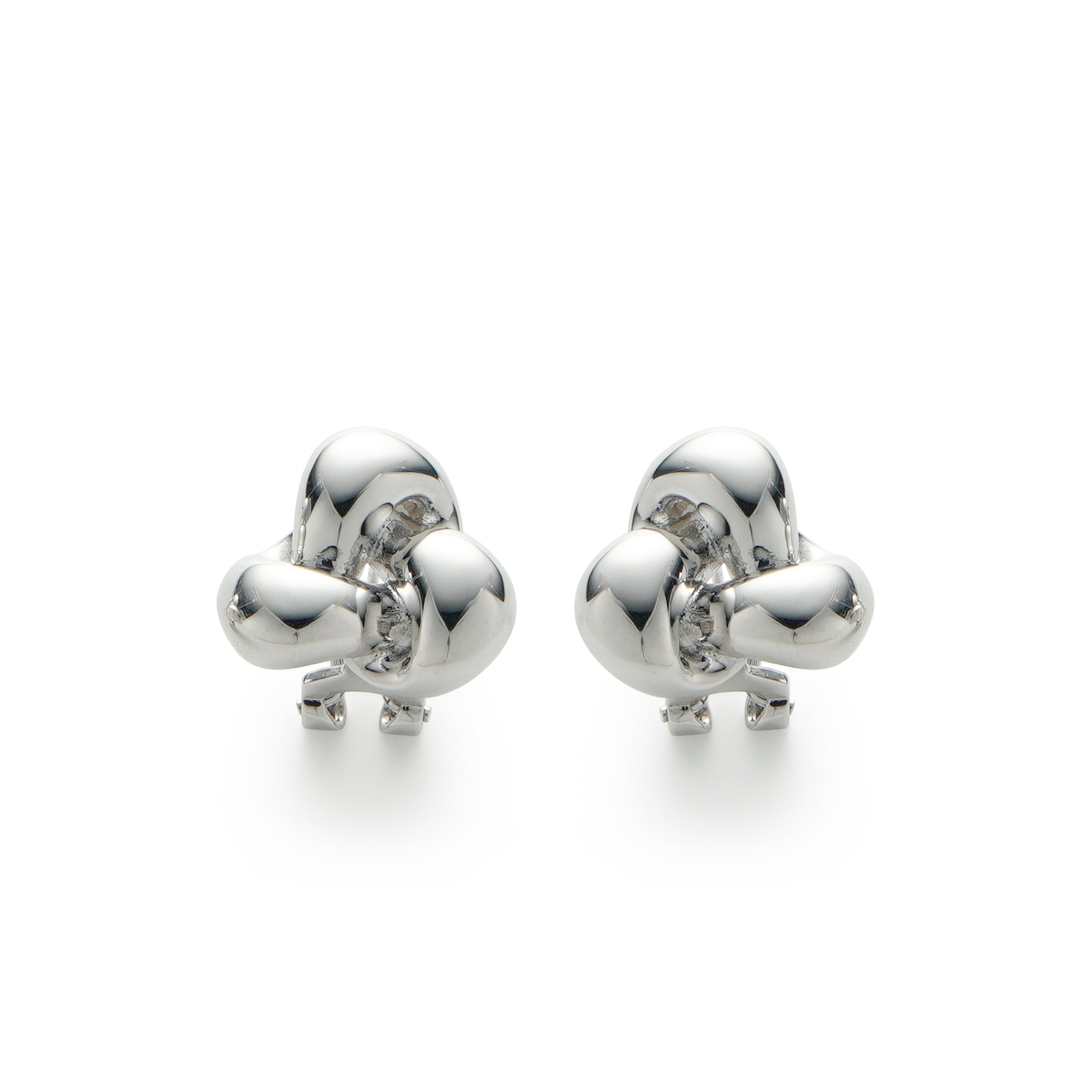 RSNY Geometric Stud Earrings - RSNY R2128A 铜镀铑/银耳针 约20*19*8mm 几何缠绕感元素/交错环几何造型/轻量化品牌工艺/高韧性弹簧耳扣