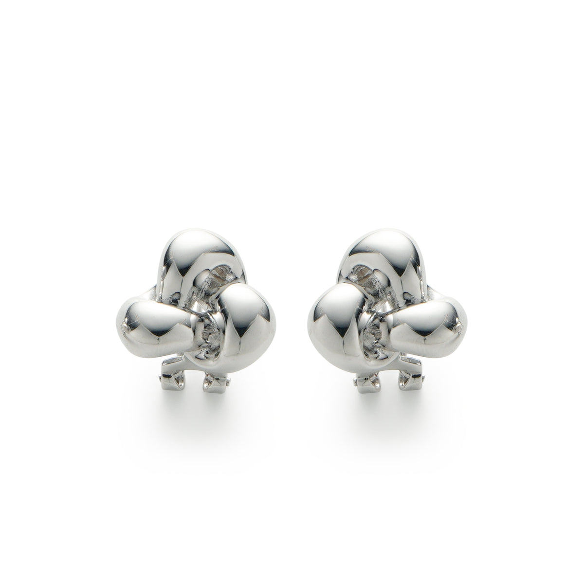 RSNY Geometric Stud Earrings - RSNY R2128A 铜镀铑/银耳针 约20*19*8mm 几何缠绕感元素/交错环几何造型/轻量化品牌工艺/高韧性弹簧耳扣